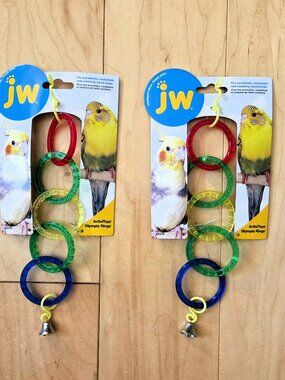 x2 JW Olympia Rings Bell Activity Toy for Parakeets Cockatiels Birds Lot Bundle